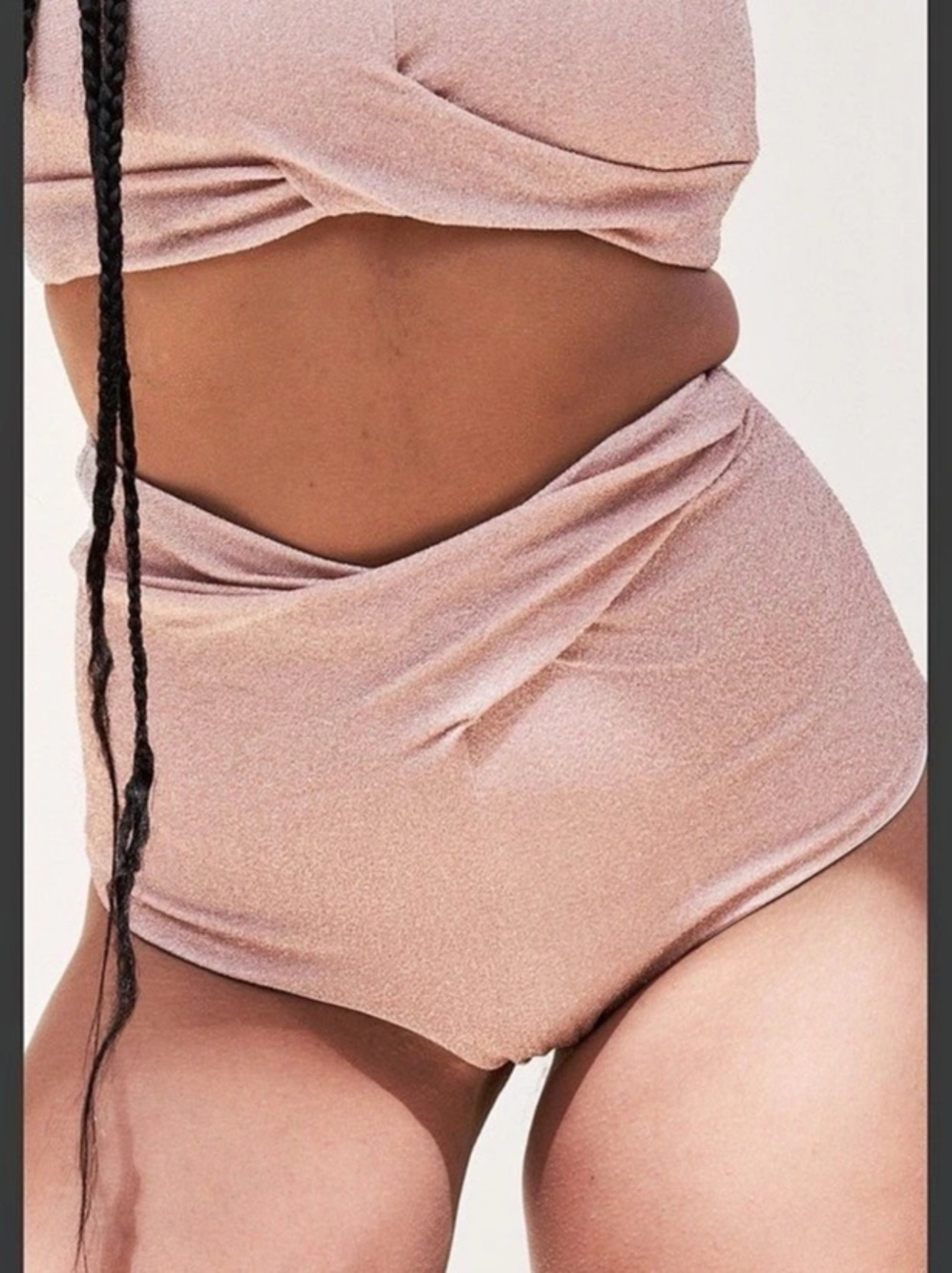 Lunalae Paris High Waist Cross Over High Waist Bottoms Bikini Pole Bottoms in Pi
